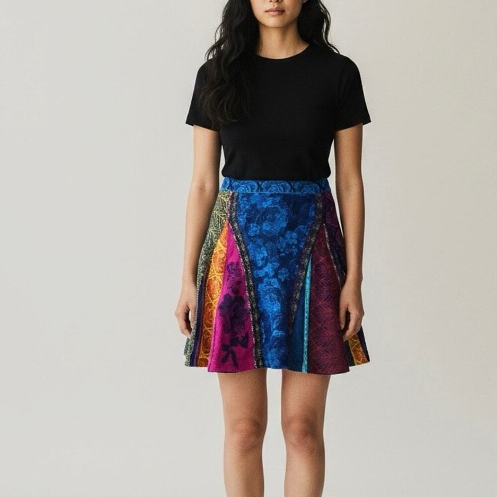 Ivko Bohemian Marine Brocade Float Wool Sweater Skirt - 40
